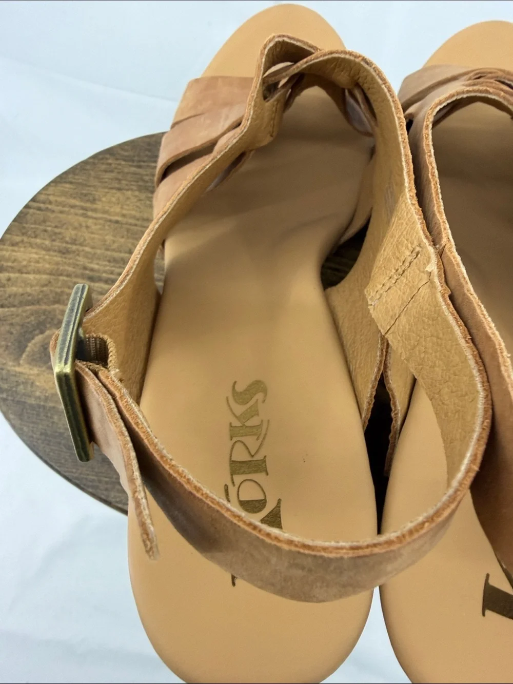 Korks Womens Berengo Woven Tan Block Slingback Woven Platform Sandals, 11